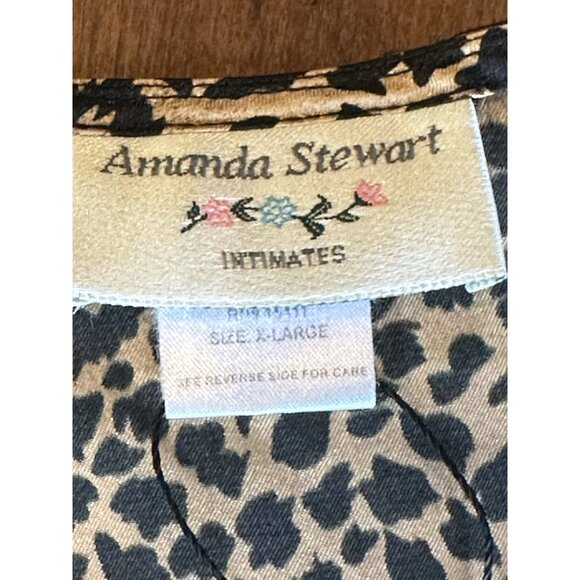 Vintage Amanda Stewart XL Animal Print Satin Nightgown Slip Dress Short - Picture 3 of 5
